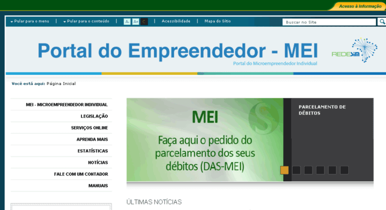 Print do site Portal do Empreendedor para cadastro de MEI