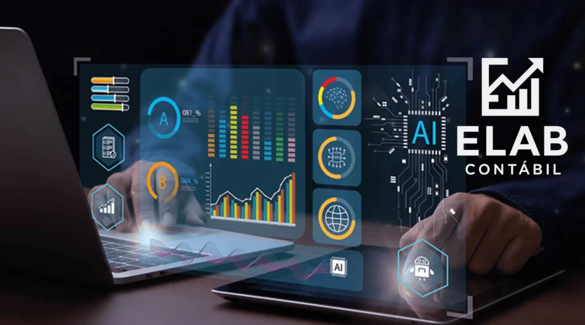 Uso de inteligência artificial em contabilidade com gráficos e computador