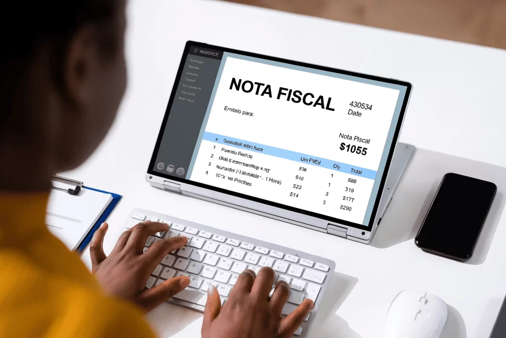 Faturista emitindo nota fiscal para registrar vendas de forma correta e organizada.